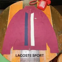 ラコステスポーツ ニットジップアップ　ジャケット 刺繍ロゴ 綿100% サイズ4のサムネイル