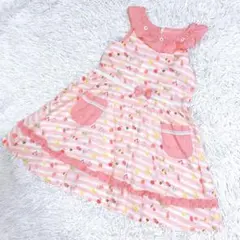 美品 souris フルーツ柄 ワンピース 130 子供服 ピンク スーリー