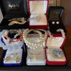 遺品整理 大量 アクセサリー アコヤパール 本珊瑚 ネックレス ピアス 刻印