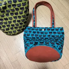 ハンドメイド　丸底トートバッグ