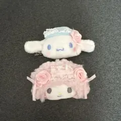 サンリオ　シークレットヘアクリップ　ホワイトフリル　ピアノ　シナモロール