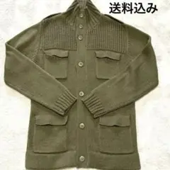 美品 GU オリーブグリーン メンズニットカーディガン　Ｌ