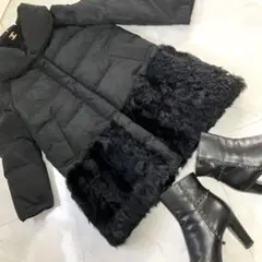 GRACE CONTINENTALブラックダウンジャケット 裾ファー付き
