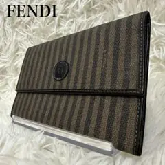 フェンディ ペカン柄 長財布 ゴールド金具 PVC レザー ブラウン ブラック