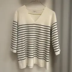 OPAQUE.CLIP ストライプ Vネック ニット