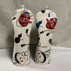 帆布生地　お多福.お面.天狗 FW2点