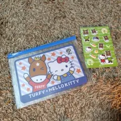 JRA TURFY キティ クリアポーチ ステッカーセット非売品