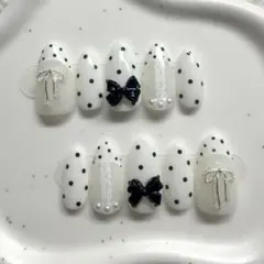 ネイルチップ ドット柄 ウィッシュコア フレンチガーリー