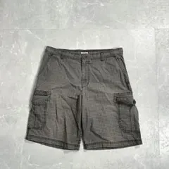 90s IZOD チェック カーゴショーツ フェード 膝下 USA古着 バギーのサムネイル