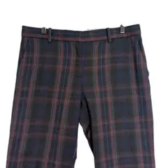 GAP ギャップ　チェック スリムクロップドパンツ　ネイビー　ボルドー　06 R