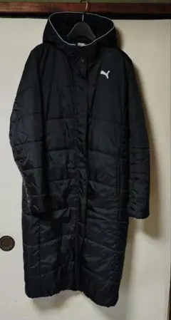 PUMA フード付きブラックベンチコート L（難あり）
