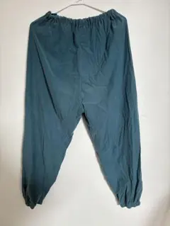 カジュアルパンツ 青緑　ゴムウエスト