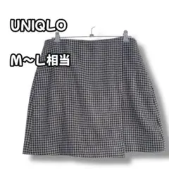 S0344　ミニスカート　ラップ風　千鳥格子　グレー　Ｍ〜Ｌ