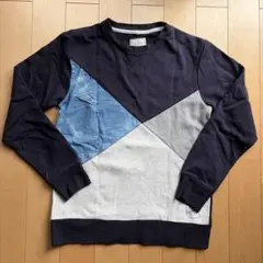 ikka イッカ ネイビー ジオメトリック トレーナー 160