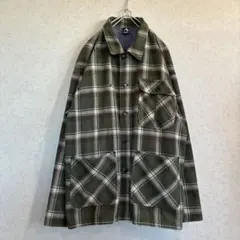 チェック柄 シャツジャケット 裏ボア カーキのサムネイル