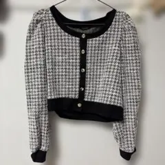 L'espoir チェック柄 クロップドカーディガン