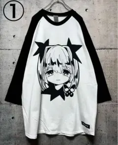 White×black raglan sleeve tee【Jiko】