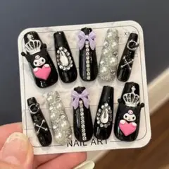 No.75❤️クロミちゃんネイル*バレリーナ型Sサイズ【現品】