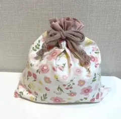 ハンドメイド　巾着袋　花柄　ピンク