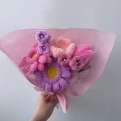 枯れないお花　モールフラワー　ハンドメイド　花束　ブーケ　ピンク