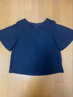 【美品】GU ネイビー 半袖ブラウス Sサイズのサムネイル