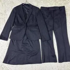 【美品•XL相当】3点セット　SUIT SELECT ダークグレー　ストライプ