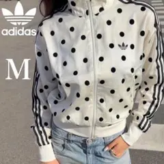 新品M⭐️adidas サテン 水玉 トラックトップ ドット ホワイト michi