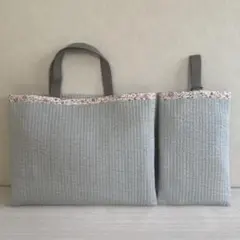 ヌビ レッスンバッグ 上履き入れ 女の子 入園 入学 花柄 新学期 セット c