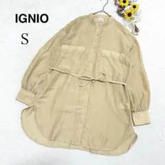 【IGNIO イグニオ】長袖 シャツ ブラウス シースルー 薄着 ベージュ系 Sのサムネイル