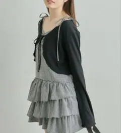 OLIVE des OLIVE フリルキャミワンピースとボレロのセット 黒