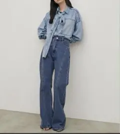 LARUTA デニムシームフレアパンツ