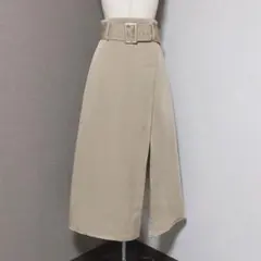 リゼクシー レイヤード ラップ フレア スカート ベージュ