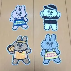 うさぎキャラクターシールワッペン 4点セット