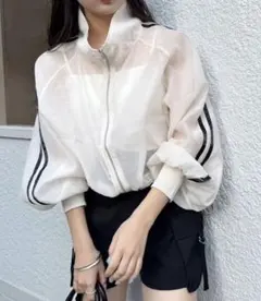 NICE CLAUPライン入りシアーショートブルゾン