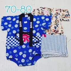 ベビー甚平 法被 5点セット 70-80サイズ 男の子 夏祭り 祭り柄