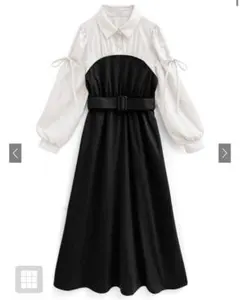 GRL ベルト付きシャツドッキングリボンワンピース[tg797]