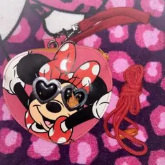 ディズニー ミニーマウス ハート型パスケース ポーチ