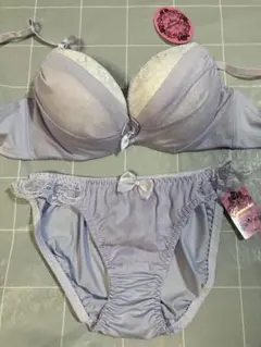 C75M グラナティス　花柄刺繍×レースのブラ＆ショーツセット　パープル