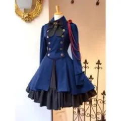 【値引き歓迎】軍服ワンピース　Mサイズ　ブルー　仮装　ハロウィン　コスプレ