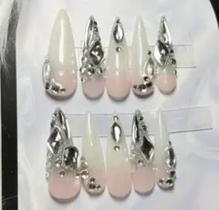 韓国　ギャル　ベイビーブーマーネイル　ロング　スナ系　量産型　y2k ワンホン