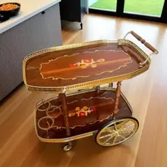 【キッチンワゴン】イタリア　木製　象嵌細工　サービスワゴン　綺麗です◎ キッチンワゴン】イタリア 木製 象嵌細工 サービスワゴン 綺麗です◎