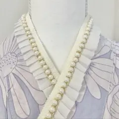 成人式振袖　パール重ね襟レース半衿フリル伊達襟卒業式袴　浴衣着物　帯飾り　七五三