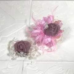 149 ハンドメイド コサージュ 卒業式　入学式　レース　親子セット　お揃い