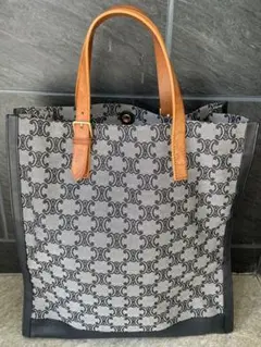 【極美品】CELINE ブラゾン キャンバス レザー トートバッグ ネイビー
