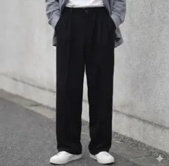 ブラックミーンズ　カジュアル　ストレート　ワイド　パンツ　ブラック　メンズ　無地のサムネイル