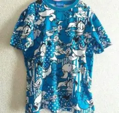SALEディズニー リゾート ドナルド Tシャツ 総柄 青ドット M