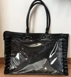 ザッカマート ハートバックルフェイクレザーフリルトートバッグ A3 痛バ