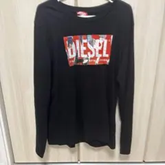 DIESEL ブラック ロゴ長袖Tシャツ