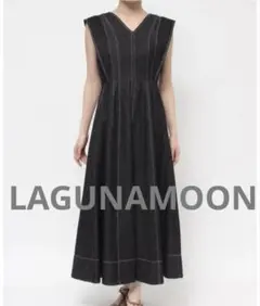 ラグナムーン　フレアデニムワンピース　ジャンパースカート　ジャンスカ　S