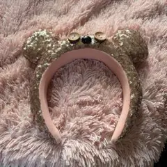 クマ耳スパンコールカチューシャ ゴールド